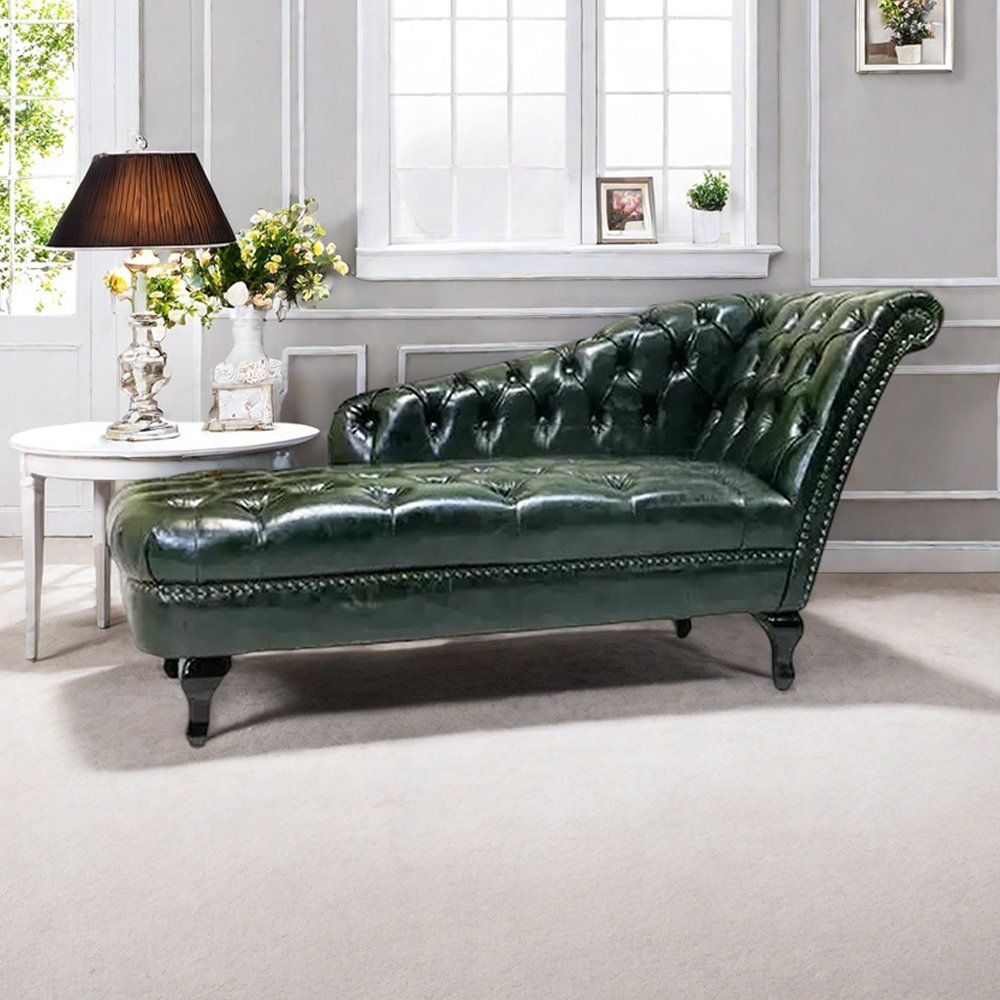 Leatherette 2 Seater Modern Chaise Lounge With Tufted Button For Living room, Office, Garden