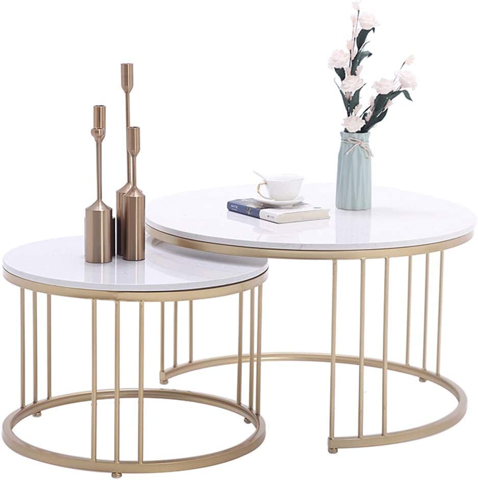 Set of 2 Coffee Table Modern Design Wooden with Mabel Top Center Table for Living Room, Bedroom,
