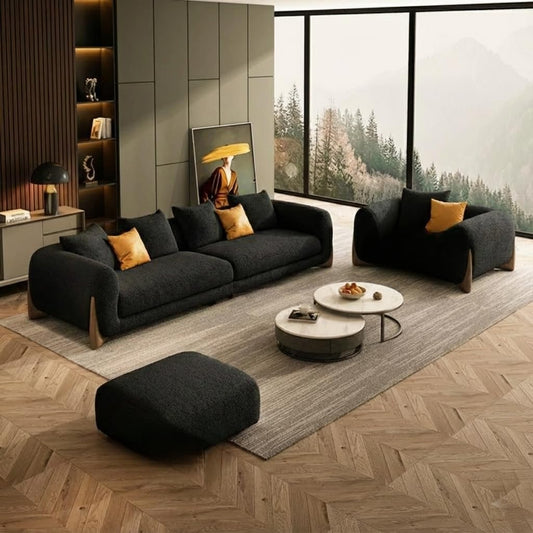 Luxury 4 Seater Sofa Set with Ottoman – Comfortable Living Room Seating