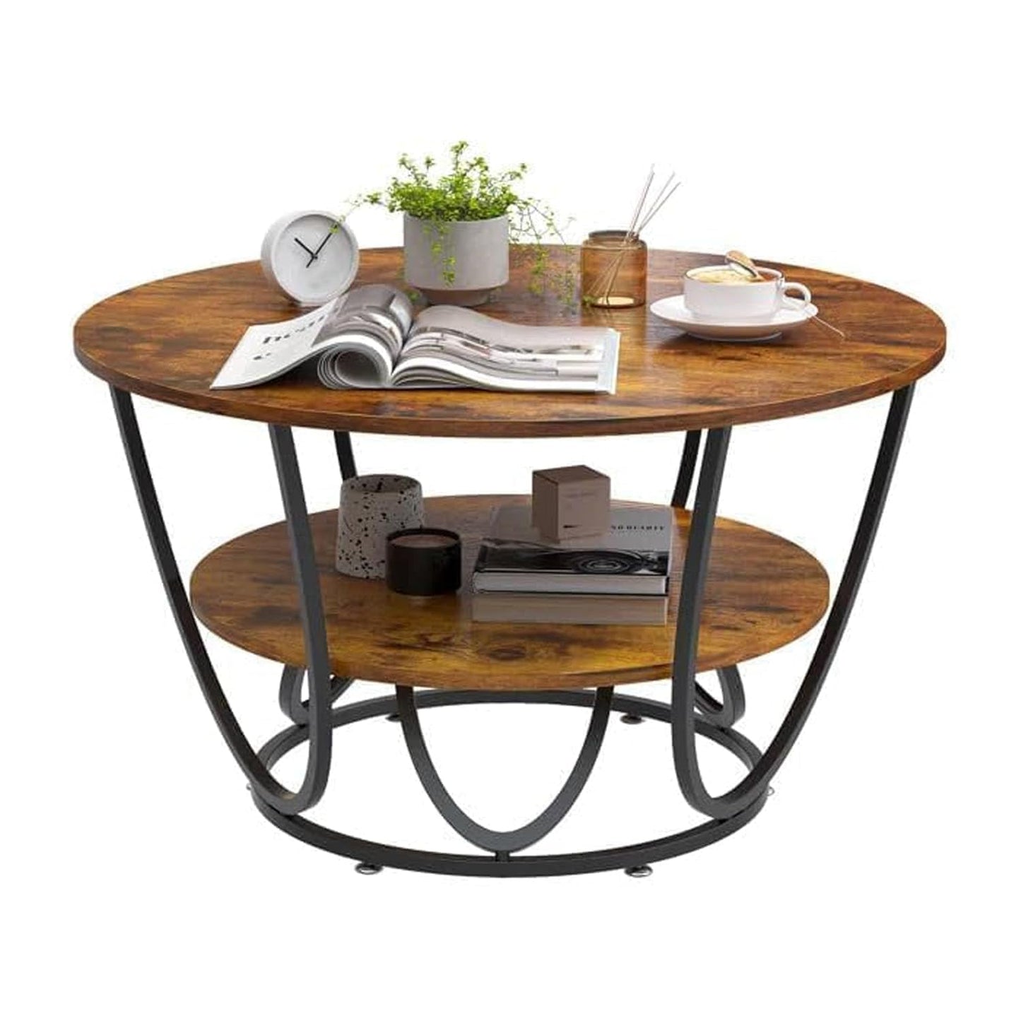Modern Looking Design 2 Shelf Coffee Table save space with Marble Top Center Table Best for Decorate Office, Home, Garden