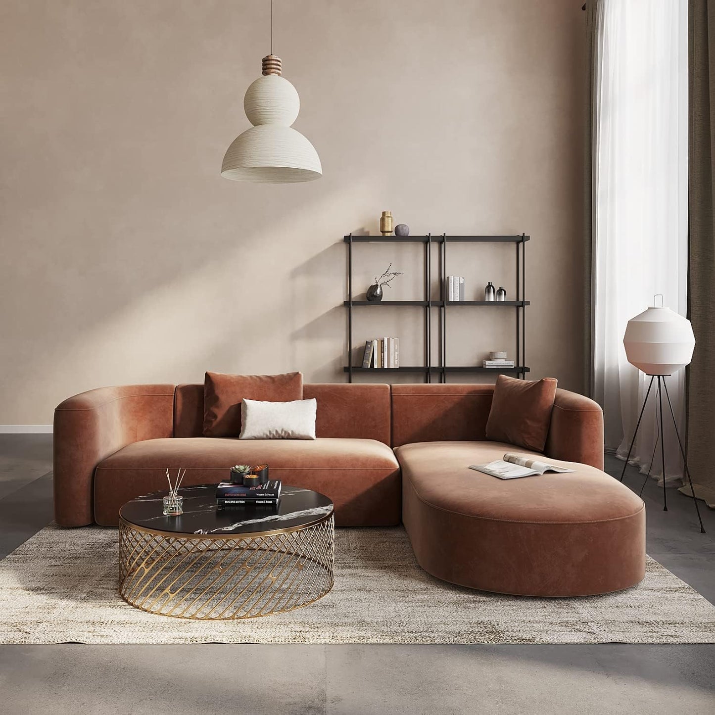 Modern 4 Seater Sofa,Comfortable or Relexable L-Shape Sofa for Living Room, Office, Bedroom, Hallways Furniture