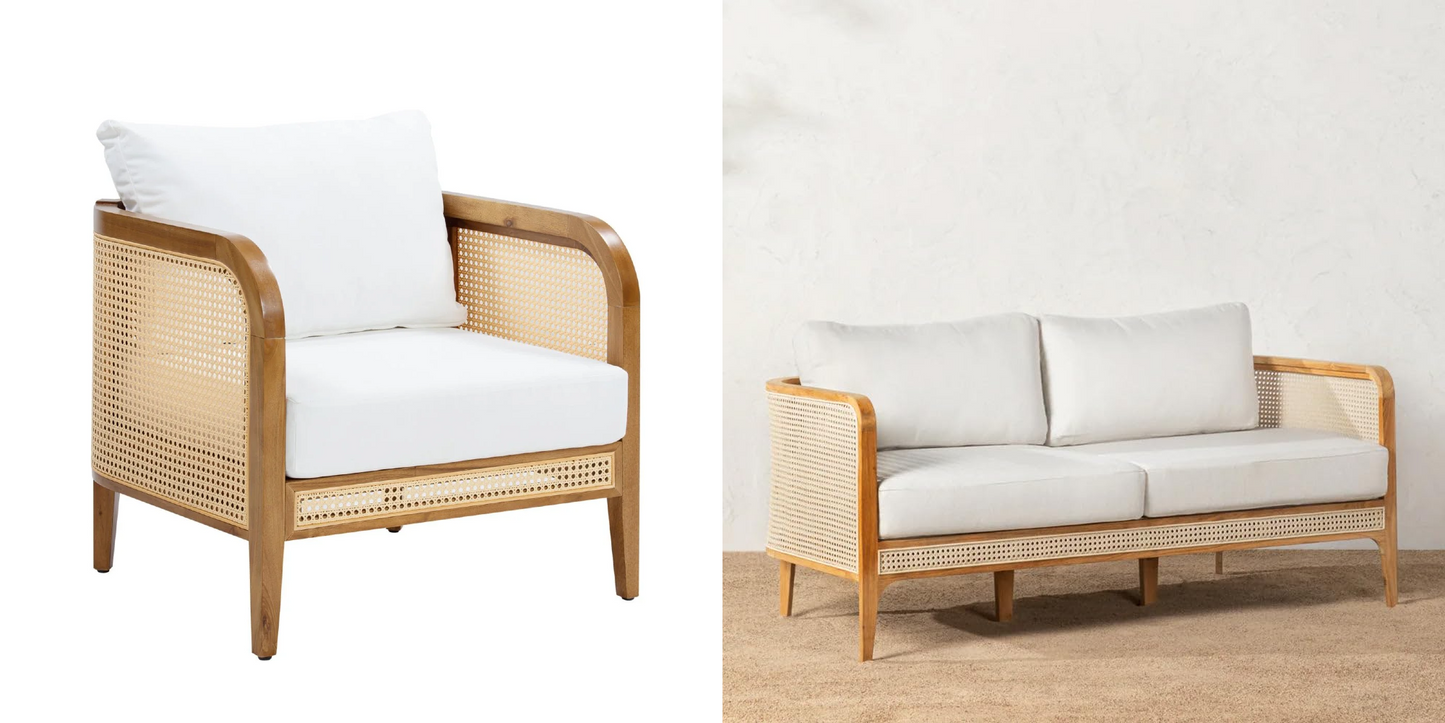 Rose Wood Modern Rattan Sofa Cane Design For Living Room Office Garden