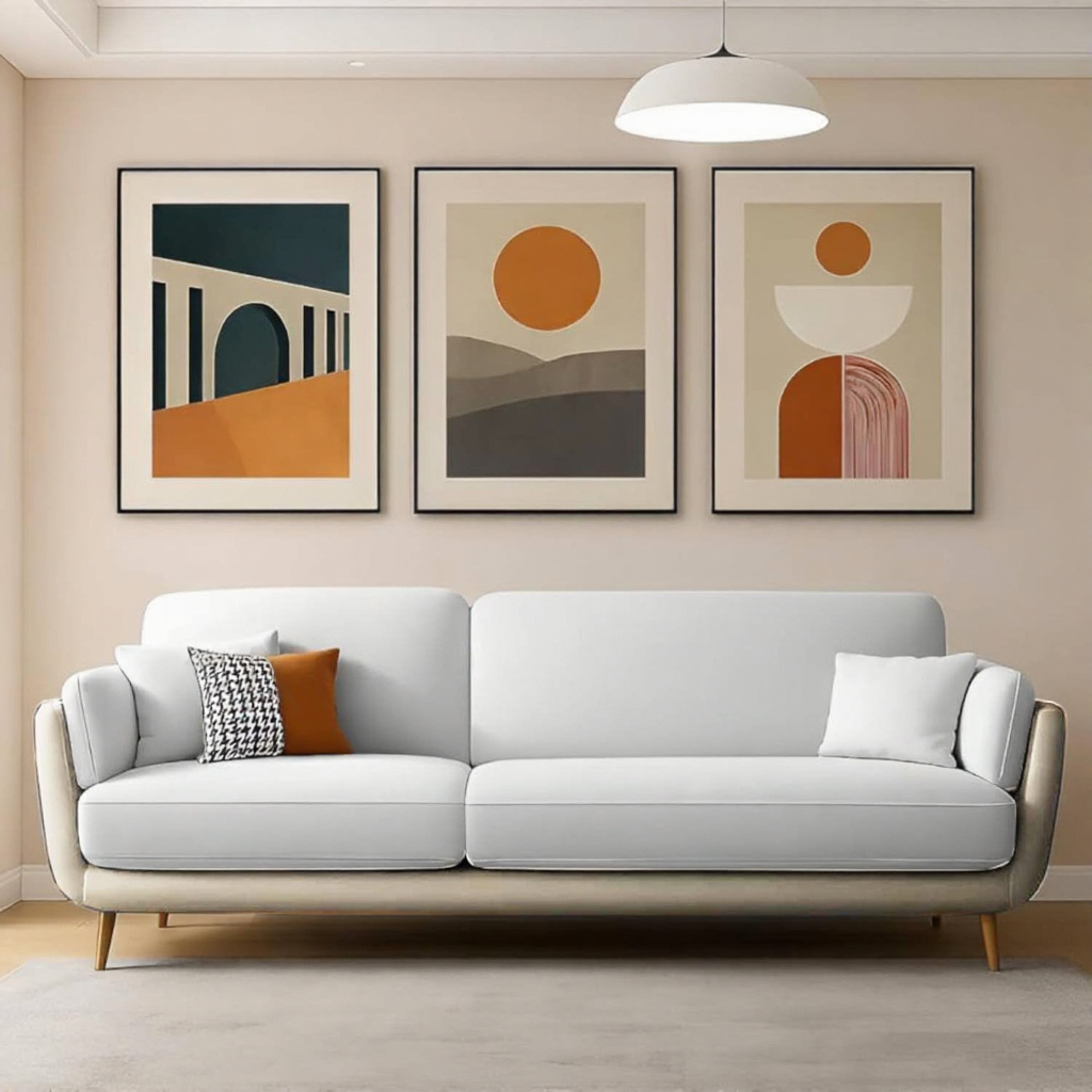 Velvet Fabric Modern 3 Seater Sofa Set with Multi Color Comfortable Seat for Living room, Office