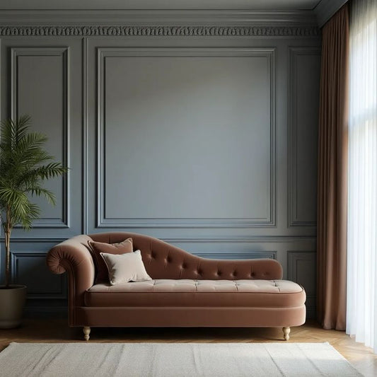 Rosewood Velvet Fabric 2 Seater Modern Chaise Lounge Couch With Tufted Button Back with Pillow For Living room, Office, Garden