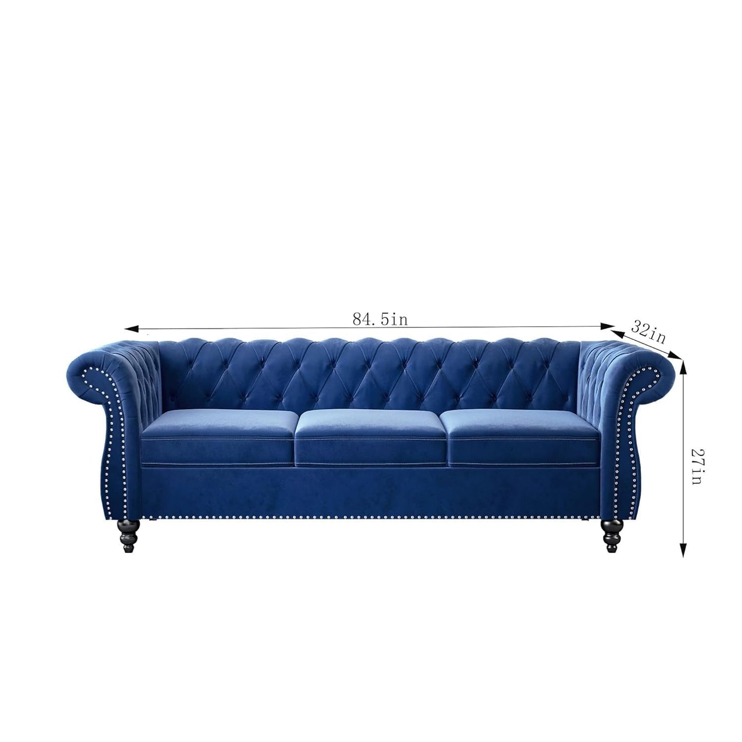 Modern 3 Seater Sofa,Comfortable Velvet Sofa for Living Room, Bedroom, Hallways Furniture