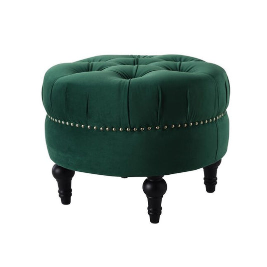 Rosewood Velvet Fabric Ottoman Modern Footrest with Button Tufted design For Living room, Garden