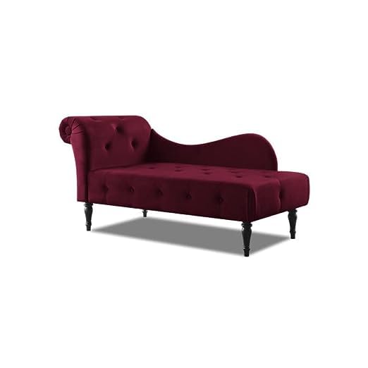 Rosewood Velvet Fabric 2 Seater Modern Chaise Lounge Couch With Tufted Button Latest Design For Living room, Office, Garden