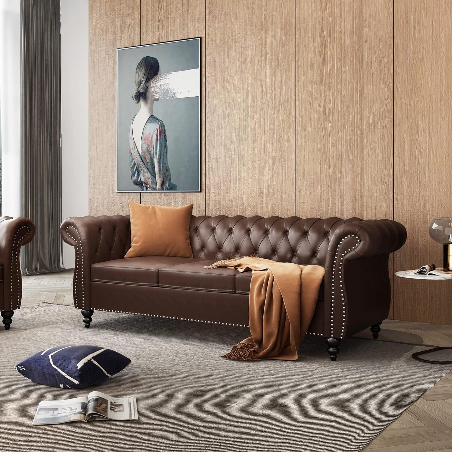 Modern 3 Seater Sofa,Comfortable Velvet Sofa for Living Room, Bedroom, Hallways Furniture