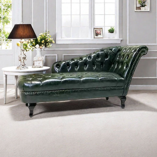 Leatherette 2 Seater Modern Chaise Lounge With Tufted Button For Living room, Office, Garden