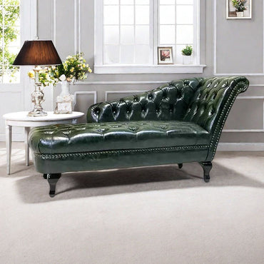 Leatherette 2 Seater Modern Chaise Lounge With Tufted Button For Living room, Office, Garden