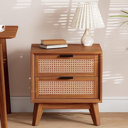 Solid Wood Modern Latest Design Side Table with Two Drawer for Living Room, Bedroom