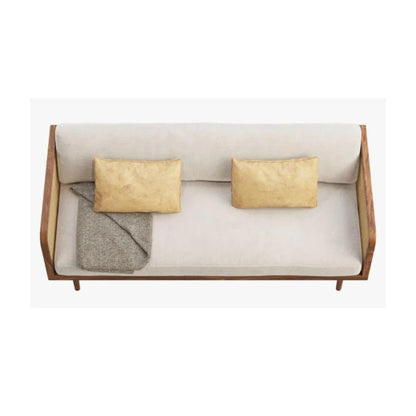 Modern Rattan Sofa Cane Design with Natural Finish , Solid Wooden Frame Living Room Couch or Lounge Seating, Comfortable and Stylish Furniture.