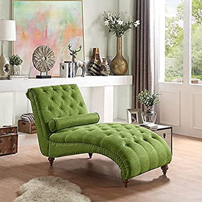 Rosewood Velvet Fabric Modern Lazy Chaise Lounge Couch With Tufted Backrest With Pillow