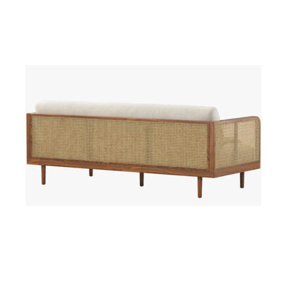 Modern Rattan Sofa Cane Design with Natural Finish , Solid Wooden Frame Living Room Couch or Lounge Seating, Comfortable and Stylish Furniture.