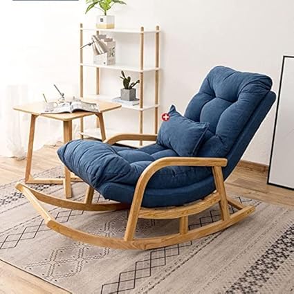 Teak Wood  Rocking Chair velvet fabric comfort for adult for living room, Garden
