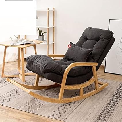 Teak Wood  Rocking Chair velvet fabric comfort for adult for living room, Garden