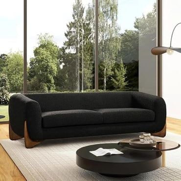 Boucle fabric Modern 3 Seater Sofa Set with Rosewood Legs Comfortable Seat for Living room, Office