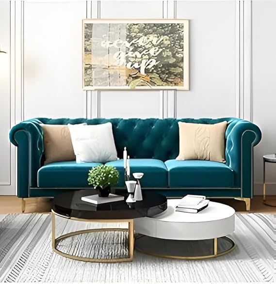 Modern 3 Seater Velvet Fabric Sofa in multi colour ,Comfortable Sofa for Living Room, Office, Bedroom, Hallways Furniture