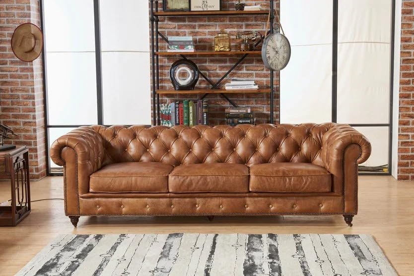 Leatherette Chesterfield  Sofa Set Comfortable Seating  for home , Office and Garden