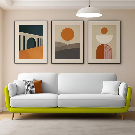 Velvet Fabric Modern 3 Seater Sofa Set with Multi Color Comfortable Seat for Living room, Office