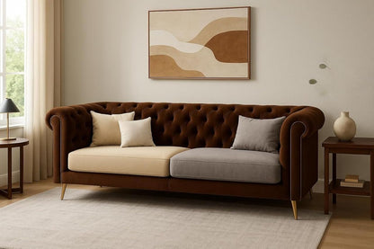 Modern 3 Seater Velvet Fabric Sofa in multi colour ,Comfortable Sofa for Living Room, Office, Bedroom, Hallways Furniture