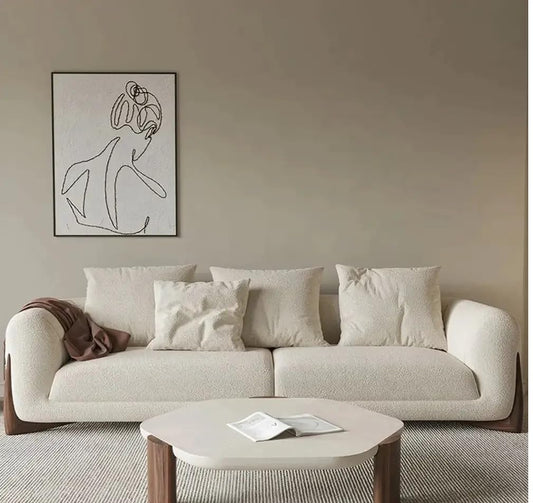 Boucle fabric Modern 3 Seater Sofa Set with Rosewood Legs Comfortable Seat for Living room, Office