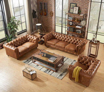 Leatherette Chesterfield  Sofa Set Comfortable Seating  for home , Office and Garden