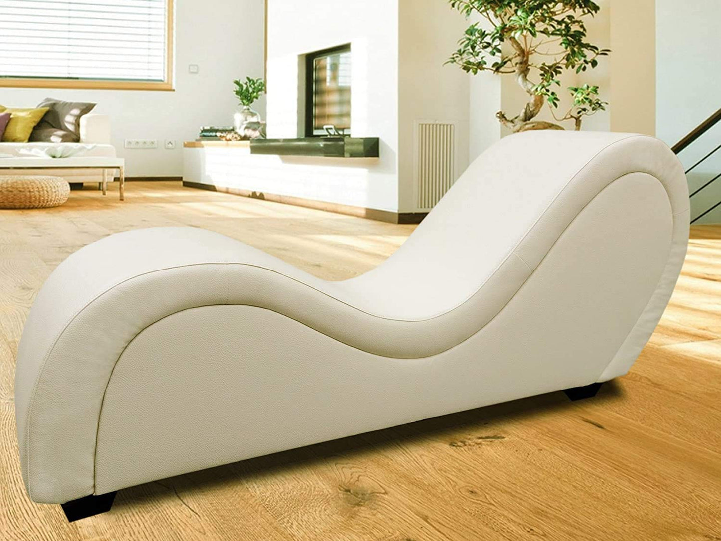 Love Seat Yoga Chaise Lounge Leatherette Couch for Living room, Garden,