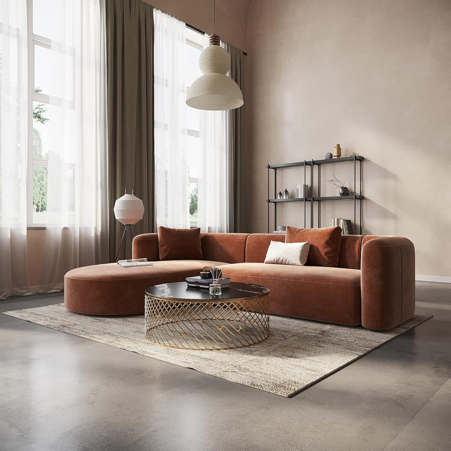 Modern 4 Seater Sofa,Comfortable or Relexable L-Shape Sofa for Living Room, Office, Bedroom, Hallways Furniture