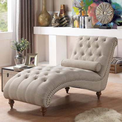 Rosewood Velvet Fabric Modern Lazy Chaise Lounge Couch With Tufted Backrest With Pillow
