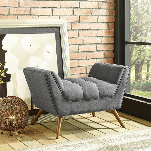 Rosewood Velvet Fabric Ottoman Footrest with Modern Button Tufted Design for Living room, Garden