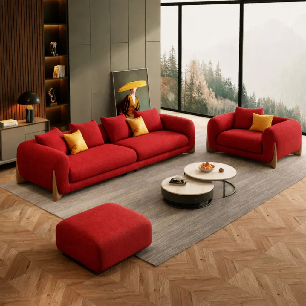 Luxury 4 Seater Sofa Set with Ottoman – Comfortable Living Room Seating