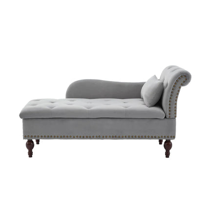 Rosewood Velvet Fabric 2 Seater Storage Modern Chaise Lounge Couch With Tufted Button Back with Pillow For Living room, Office, Garden