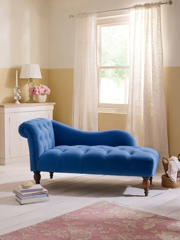 2 Seater Rosewood Velvet Fabric Modern Chaise Lounge Couch With Button Tufted Backrest For Living room, Office