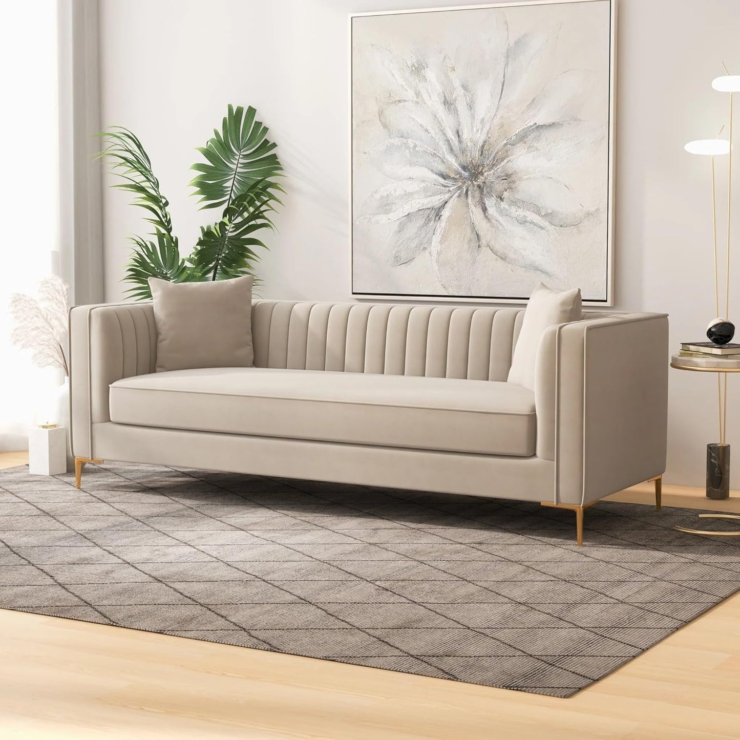 Rosewood Velvet Fabric 3 Seater Chesterfield Sofa for Living Room & Office