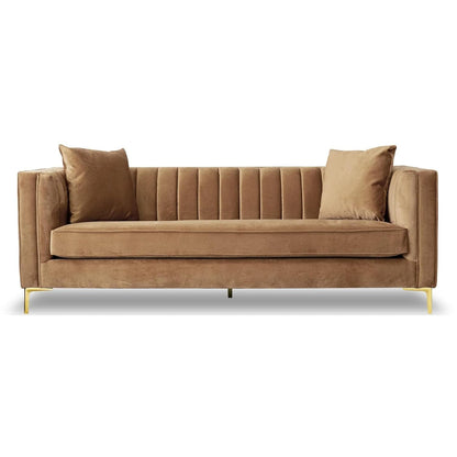 Rosewood Velvet Fabric 3 Seater Chesterfield Sofa for Living Room & Office