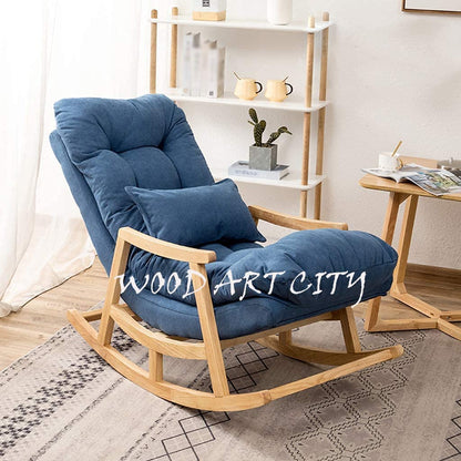 Teakwood Rocking Lounge Chair Relaxing Seat for Adult with Armrest