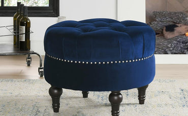Rosewood Velvet Fabric Ottoman Modern Footrest with Button Tufted design For Living room, Garden