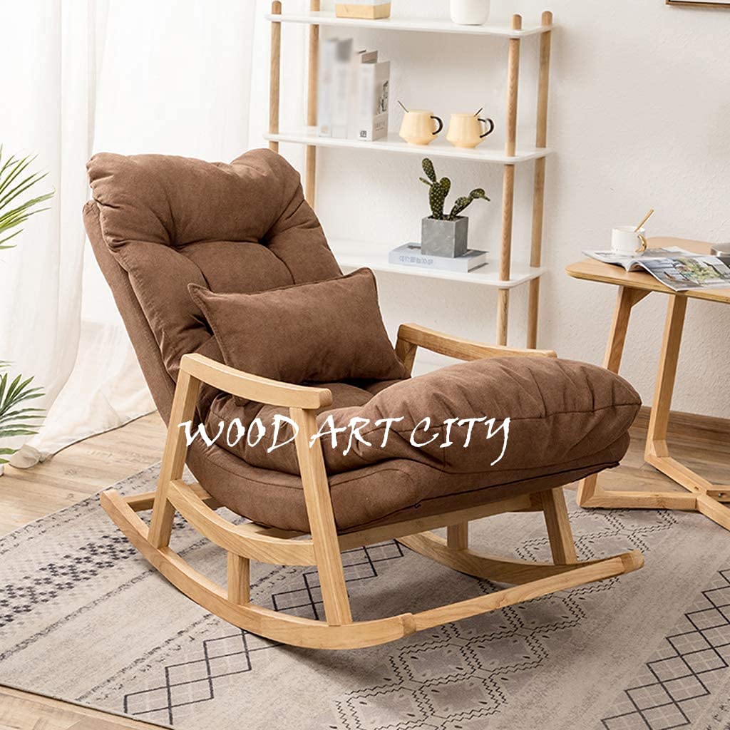 Teakwood Rocking Lounge Chair Relaxing Seat for Adult with Armrest