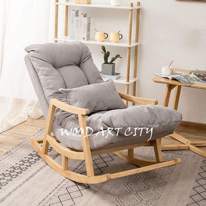 Teakwood Rocking Lounge Chair Relaxing Seat for Adult with Armrest