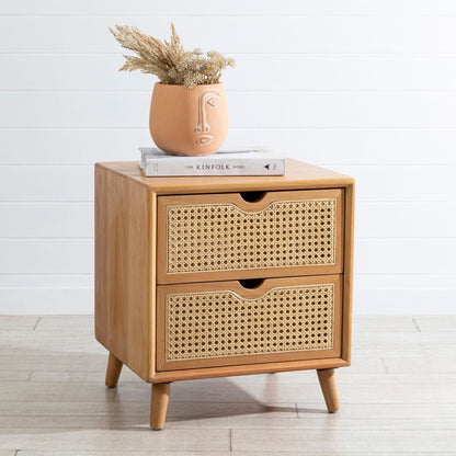 Solid Wood Latest Style Side Table with Two Drawer for Living Room, Bedroom,Office