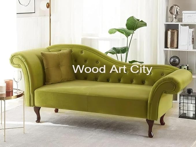 Rosewood Button Tufted Chaise Lounge Couch for Living Room Bedroom Office Furniture