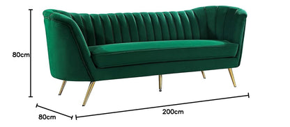 Velvet Fabric 3 Seater Chesterfield Sofa for Living Room & Office