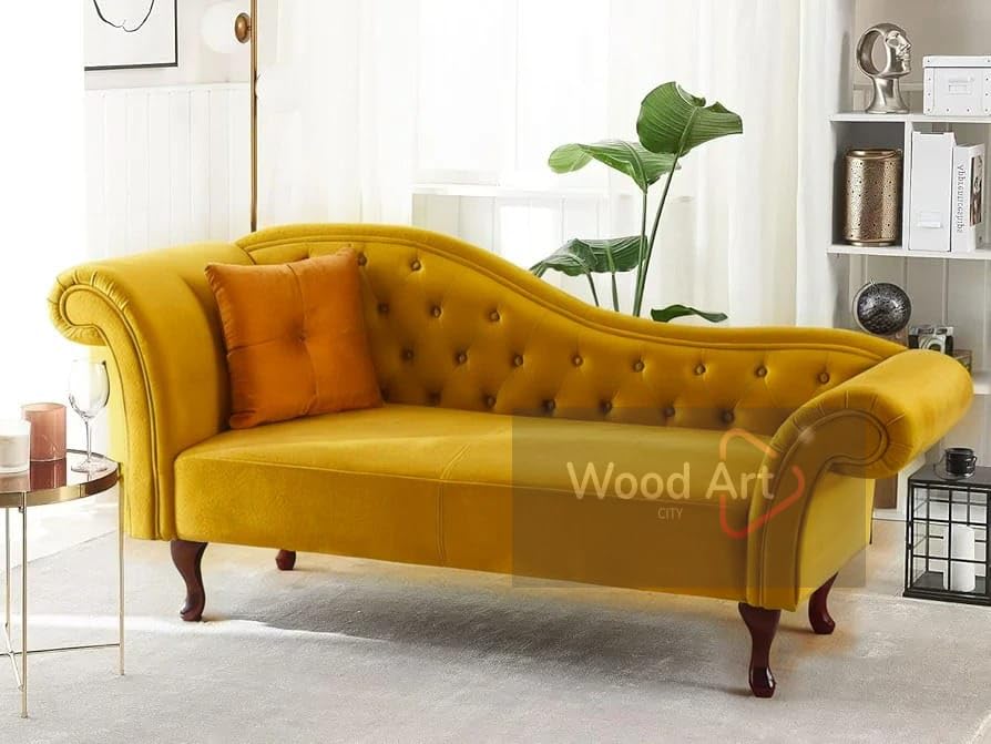 Rosewood Button Tufted Chaise Lounge Couch for Living Room Bedroom Office Furniture