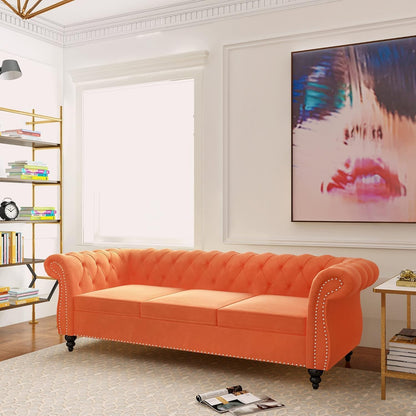 Modern 3 Seater Sofa,Comfortable Velvet Sofa for Living Room, Bedroom, Hallways Furniture