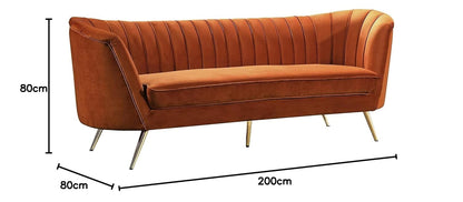 Velvet Fabric 3 Seater Chesterfield Sofa for Living Room & Office