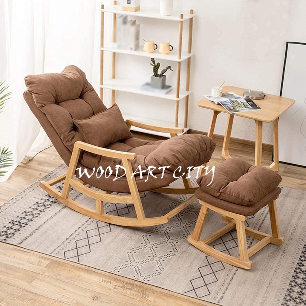 Teakwood Rocking Lounge Chair Relaxing Seat for Adult with Armrest
