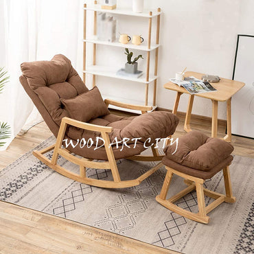 Teakwood Rocking Lounge Chair Relaxing Seat for Adult with Armrest