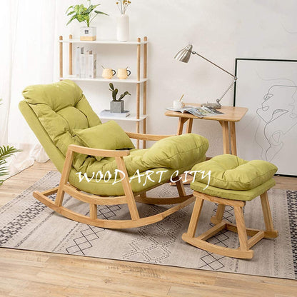 Teakwood Rocking Lounge Chair Relaxing Seat for Adult with Armrest