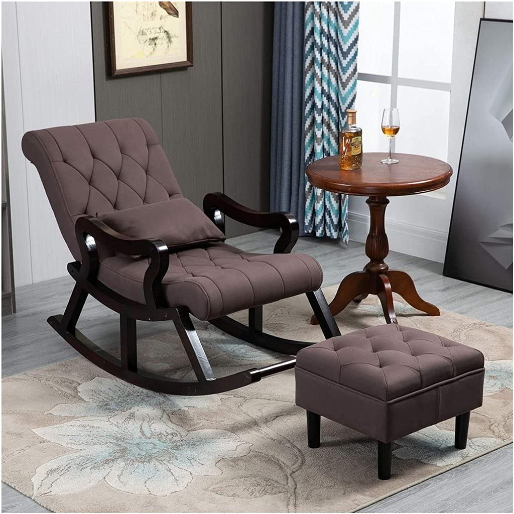 Rosewood Rocking Lounge Chair Relaxing Seat for Adult with Armrest